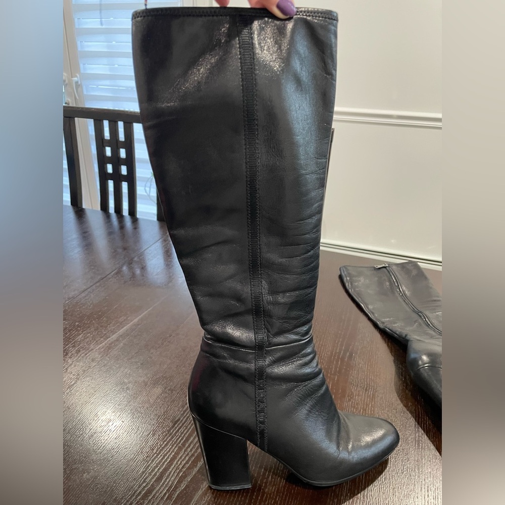 Prada Black Leather Heeled Ankle Boots - Picture 8 of 13
